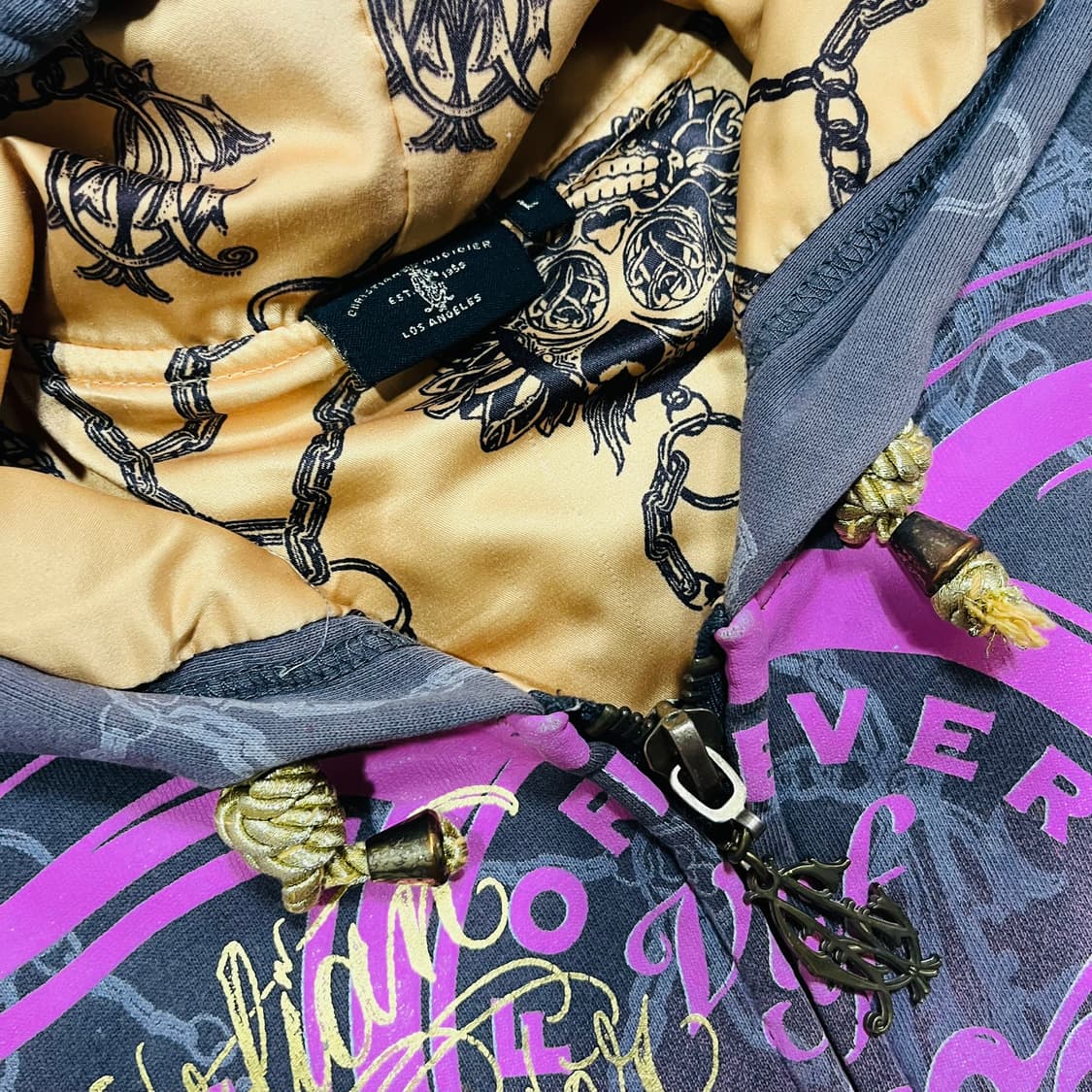 크리스찬 오디저 더블 건호크 스컬 스터드 후디 집업 상품이미지5