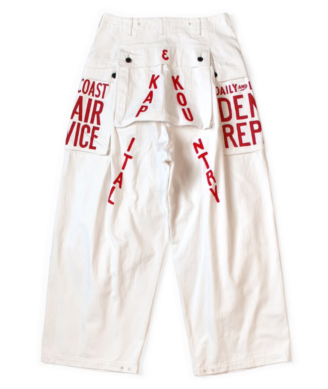 캐피탈 헤링본 점보 몽키 팬츠 팩토리 리페어 & 자수 화이트 상품이미지1