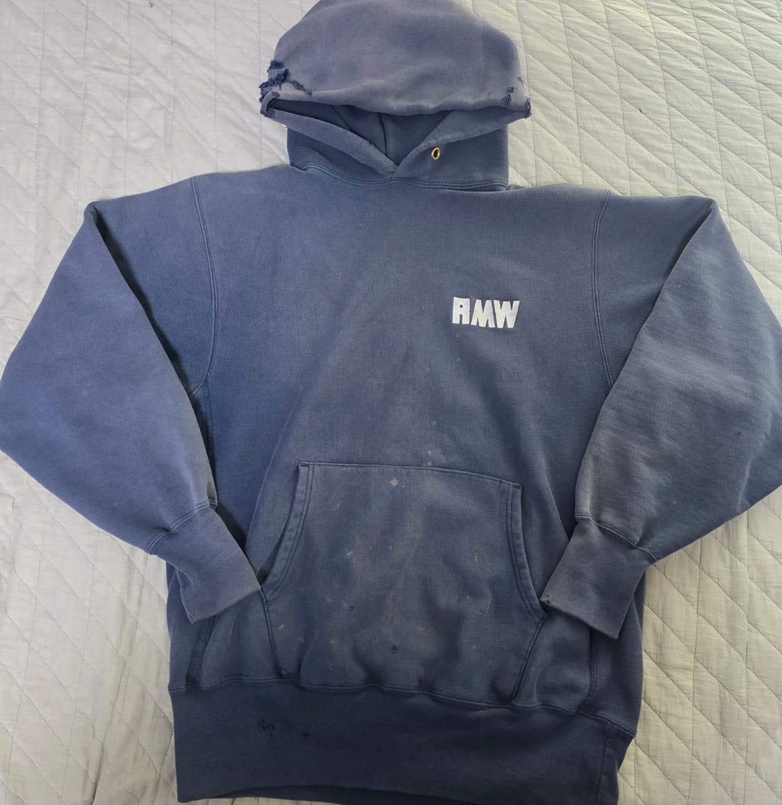 [XL] 90s 빈티지 챔피온 리버스위브 트래쉬드 페이디드 블랙 후드 상품이미지1