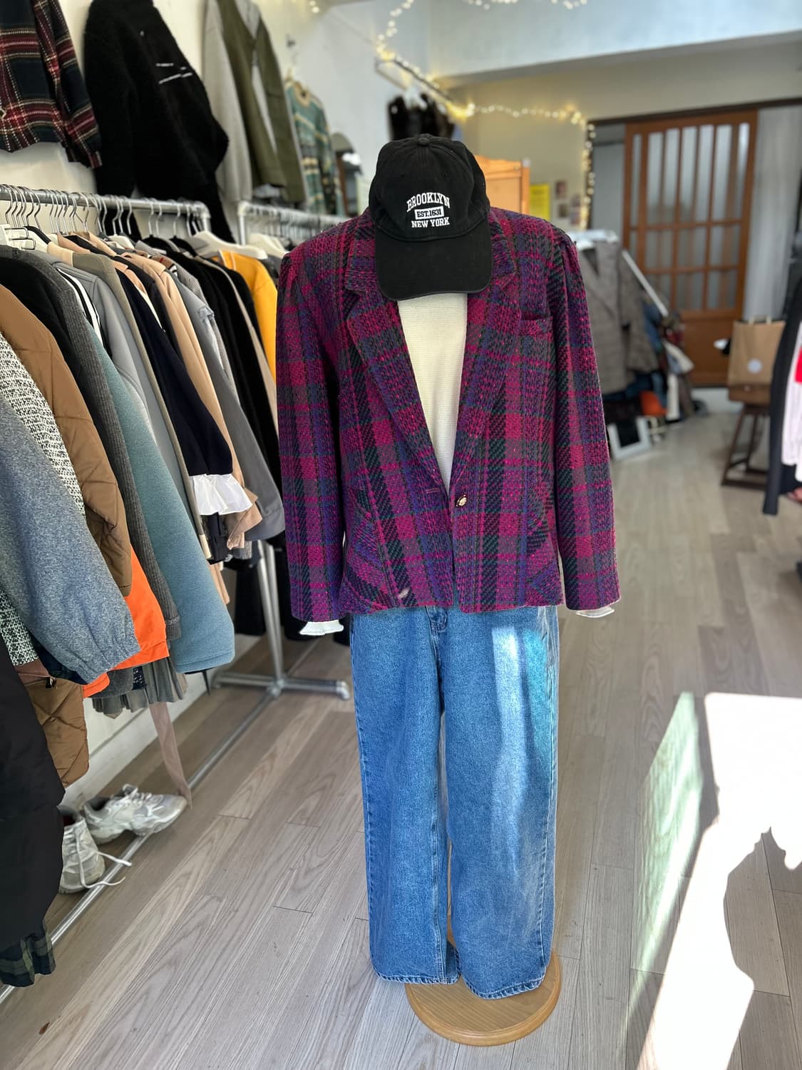 빈티지 퍼플체크트위드자켓 상품이미지2