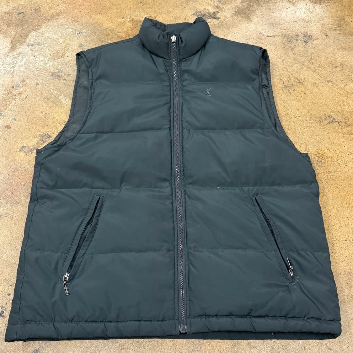 [정품/105] 입생로랑 그린 패딩 조끼 YSL 로고 b19 상품이미지2