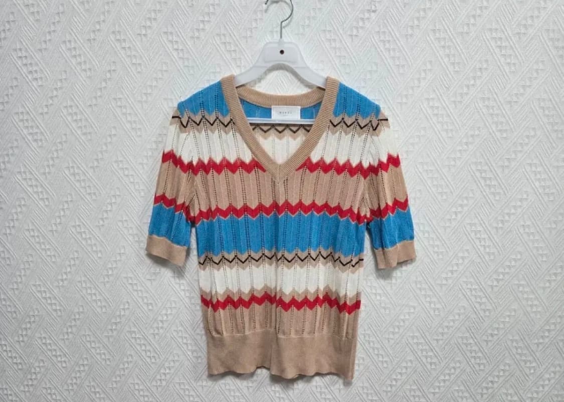 MONOJ) 브이넥 반팔 니트 상품이미지1