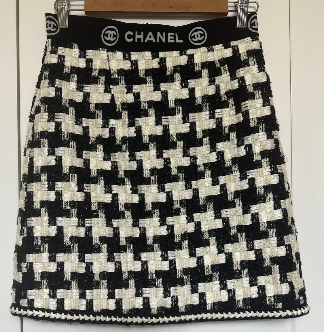 샤넬 블랙 화이트 트위드 울미니 스커트정품 상품이미지1