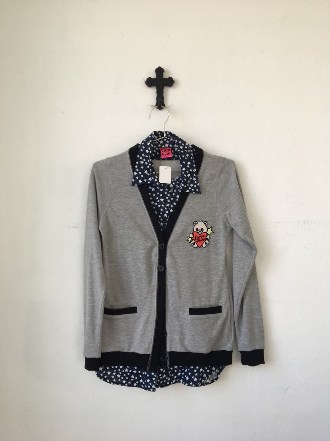 Star pattern shirt layered cardigan 상품이미지2