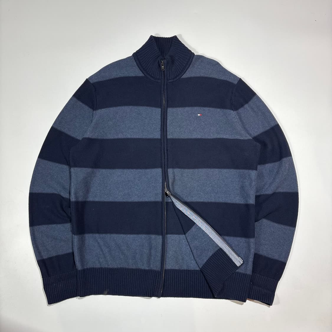 타미힐피거 네이비 스트라이프 투웨이 니트집업 상품이미지3