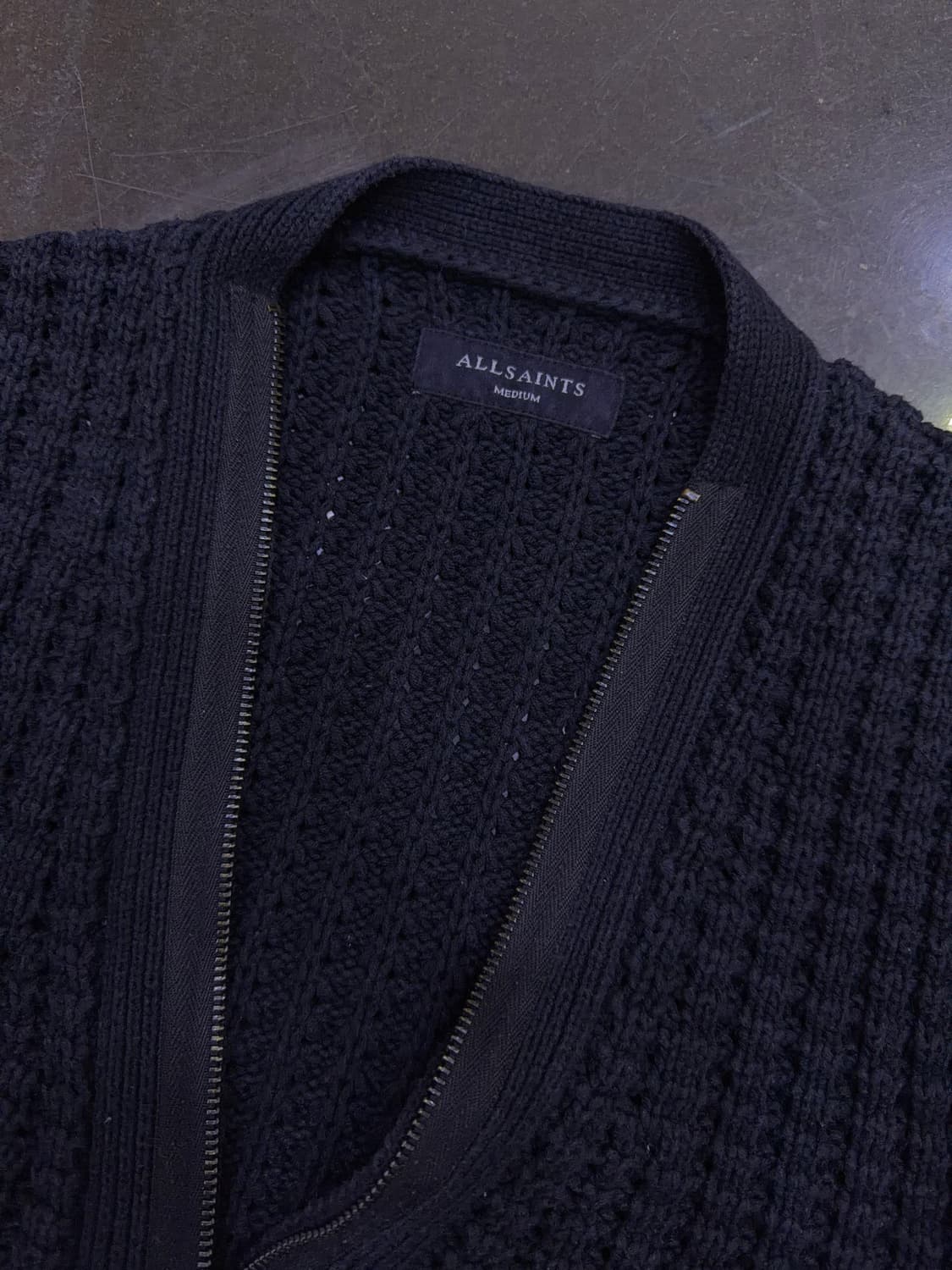 올세인츠 케이블 집업 니트 스웨터 집업 가디건 블랙 M 상품이미지3