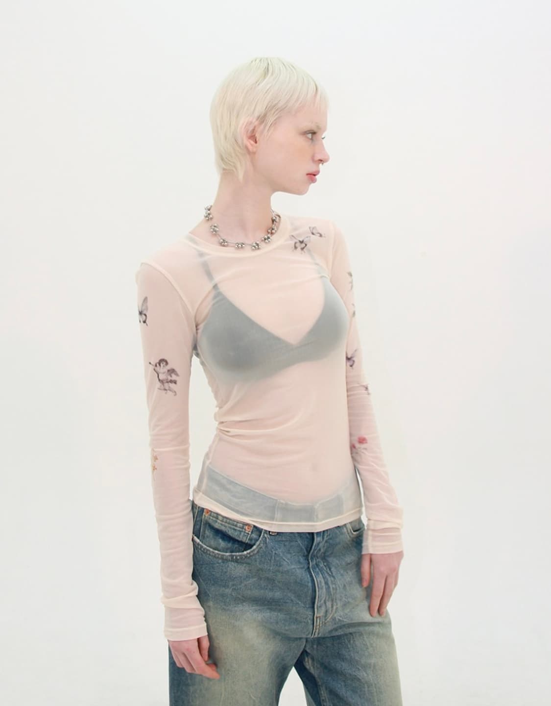 아가모스  MESH SHEER TIGHT LONG SLEEVE (SKIN 상품이미지4