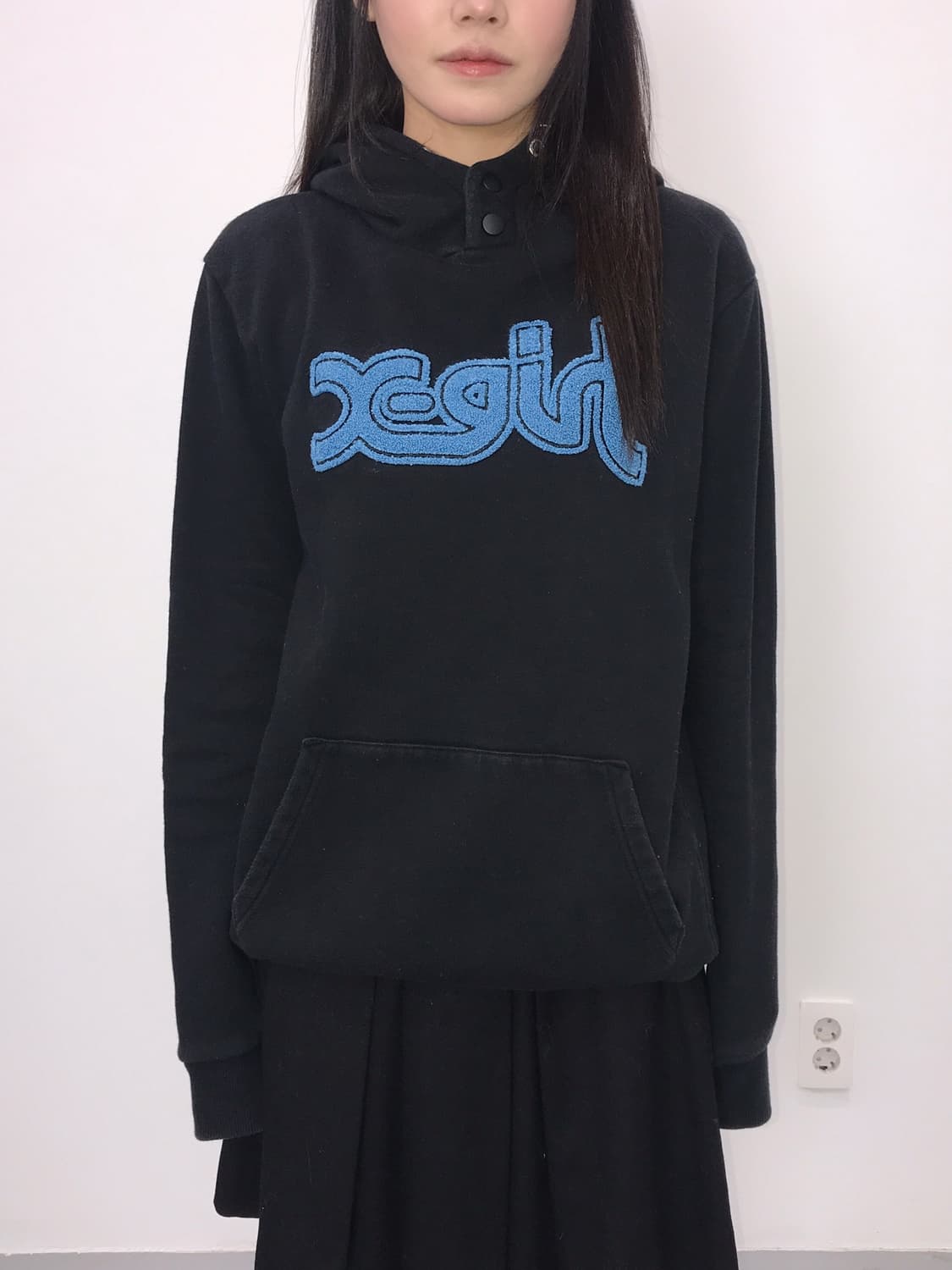 X-GRIL Black Blue logo hood t-shirt 상품이미지1