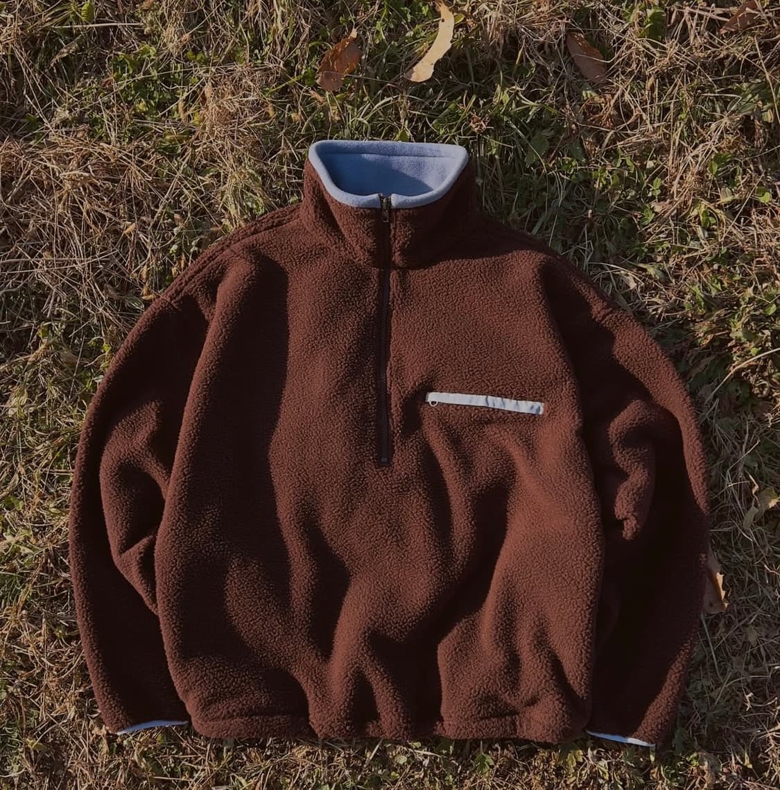 너티새비지 브라운 플리스 하프집업 상품이미지1