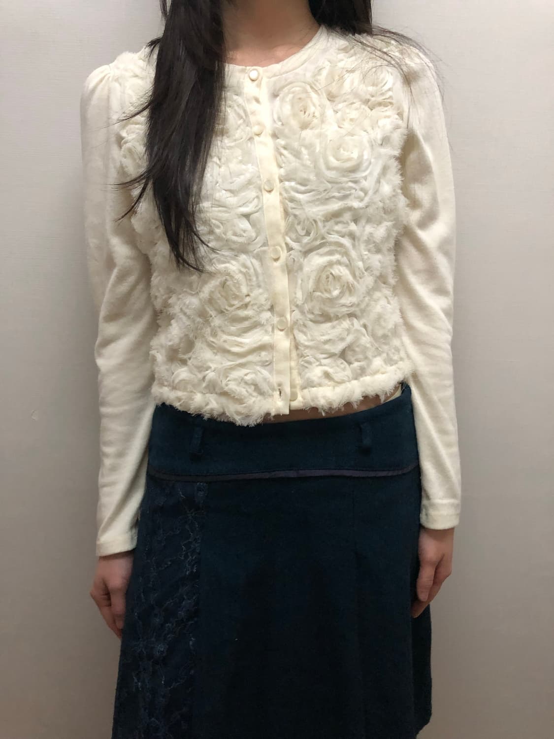 빈티지 화이트 플라워 가디건 상품이미지2