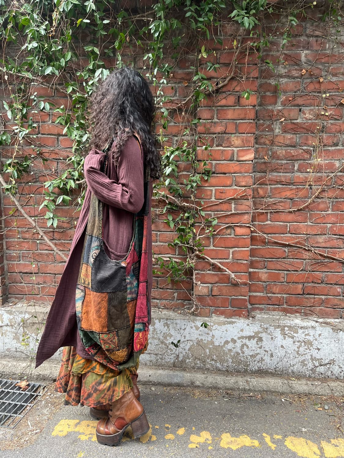 히피 그런지 패치워크 크로스백 상품이미지4