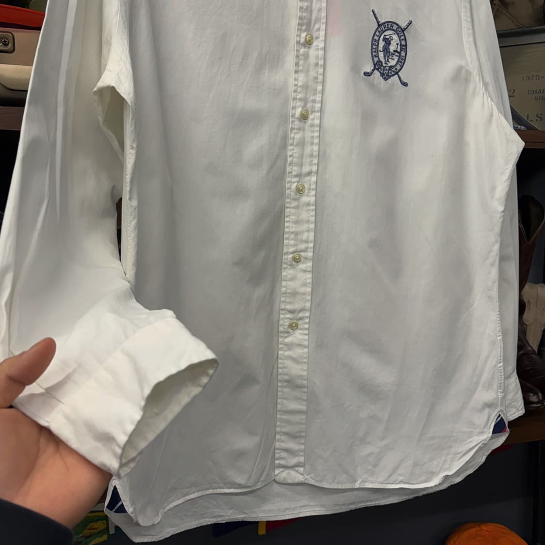 90s 폴로 랄프로렌 골프클럽 크레스트 화이트 코튼셔츠 N440 상품이미지4