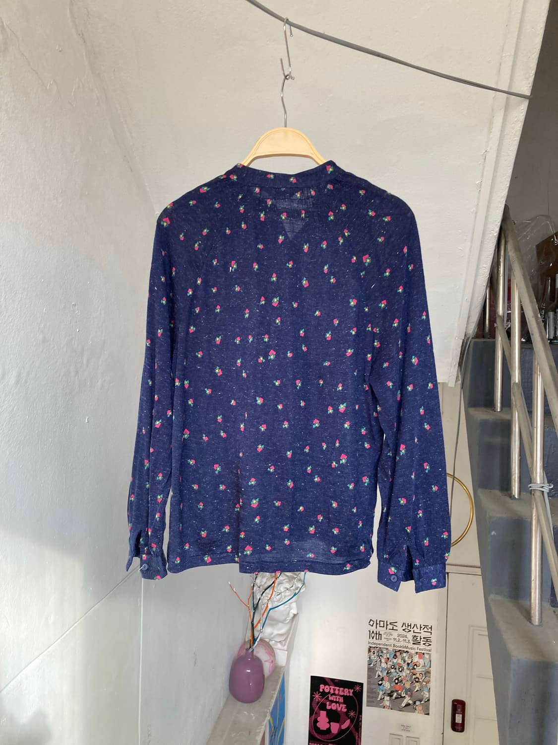 패턴 모크넥 퍼프 블라우스 상품이미지5