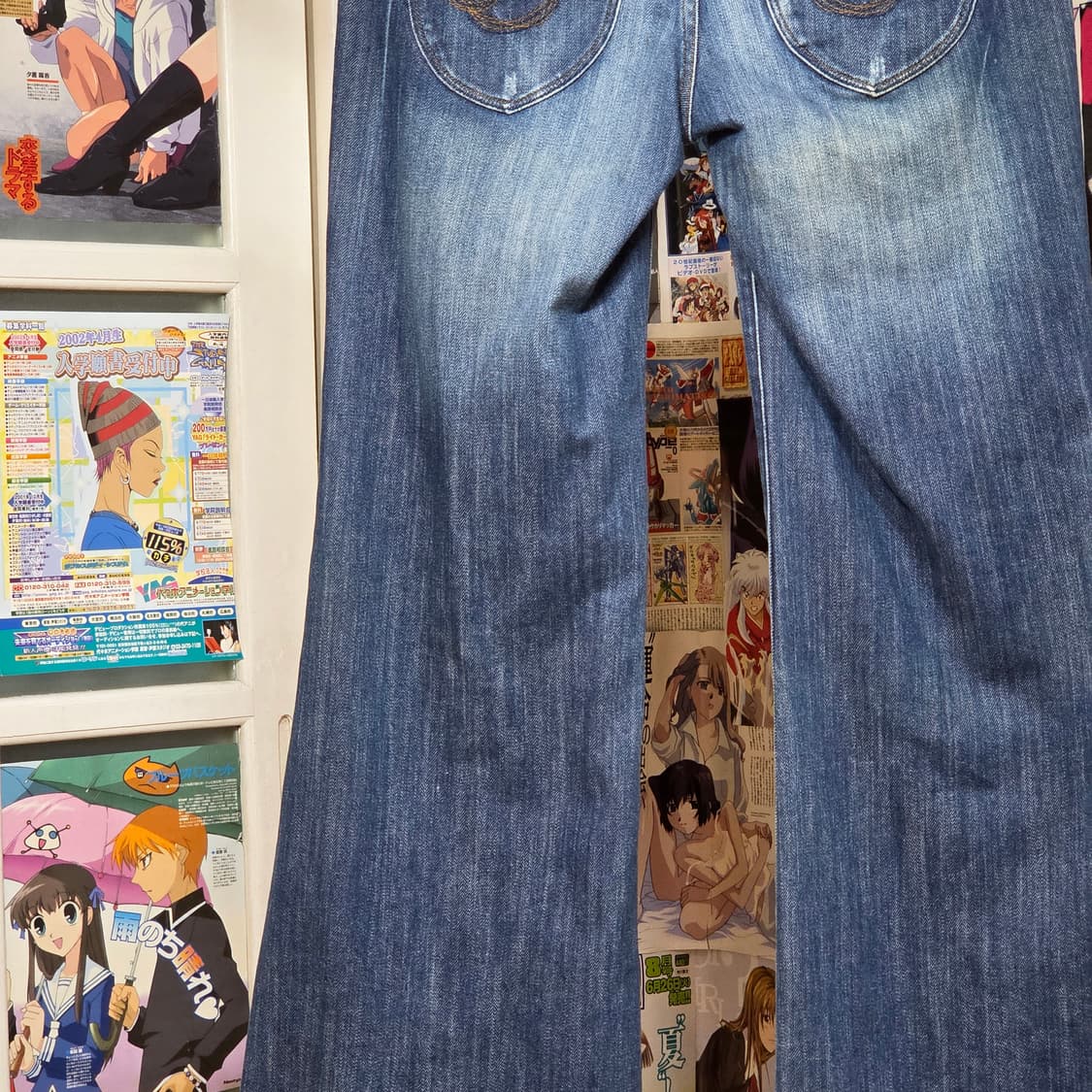 빈티지 중청 워싱 로우라이즈 플레어 데님 팬츠 상품이미지4