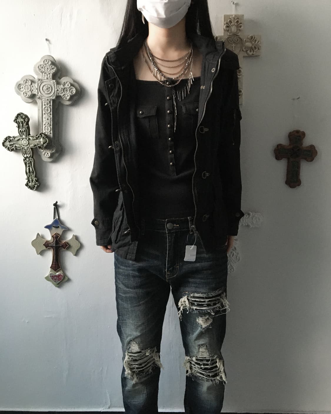 Stud point fireman button hood jacket 상품이미지5