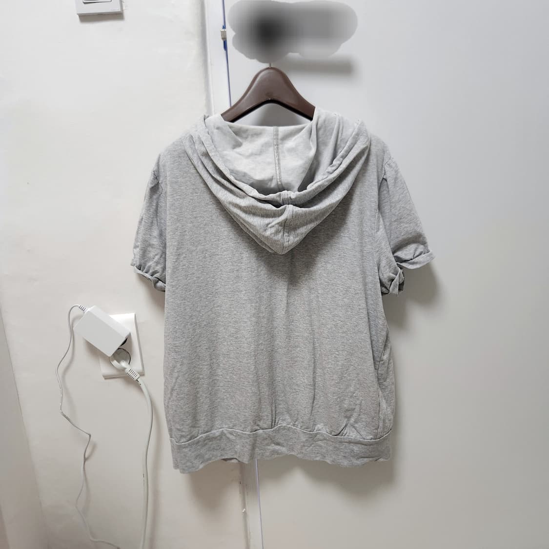 회색 반팔 후드집업 상품이미지2
