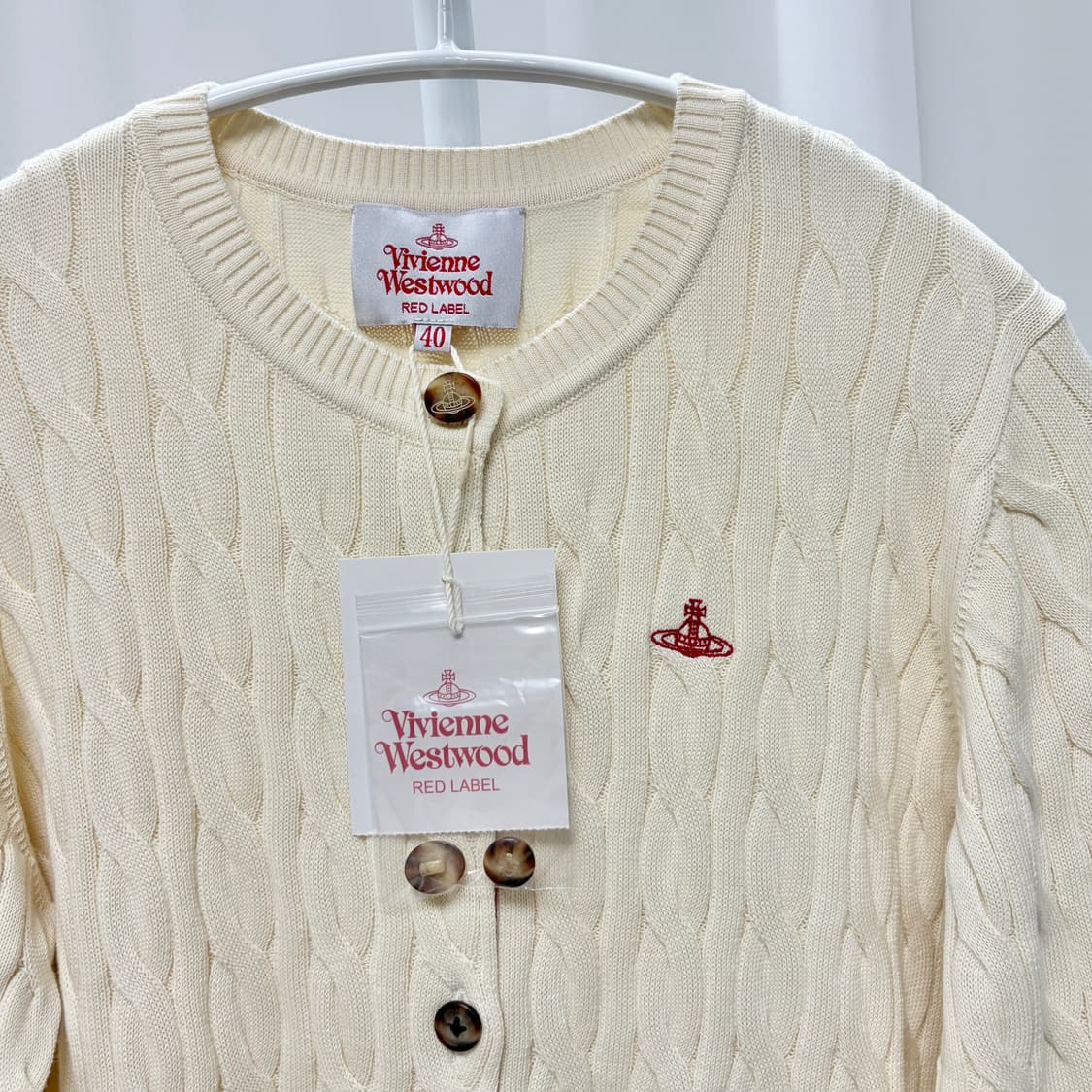 새상품 비비안웨스트우드 레드라벨 코튼 케이블 가디건 상품이미지6