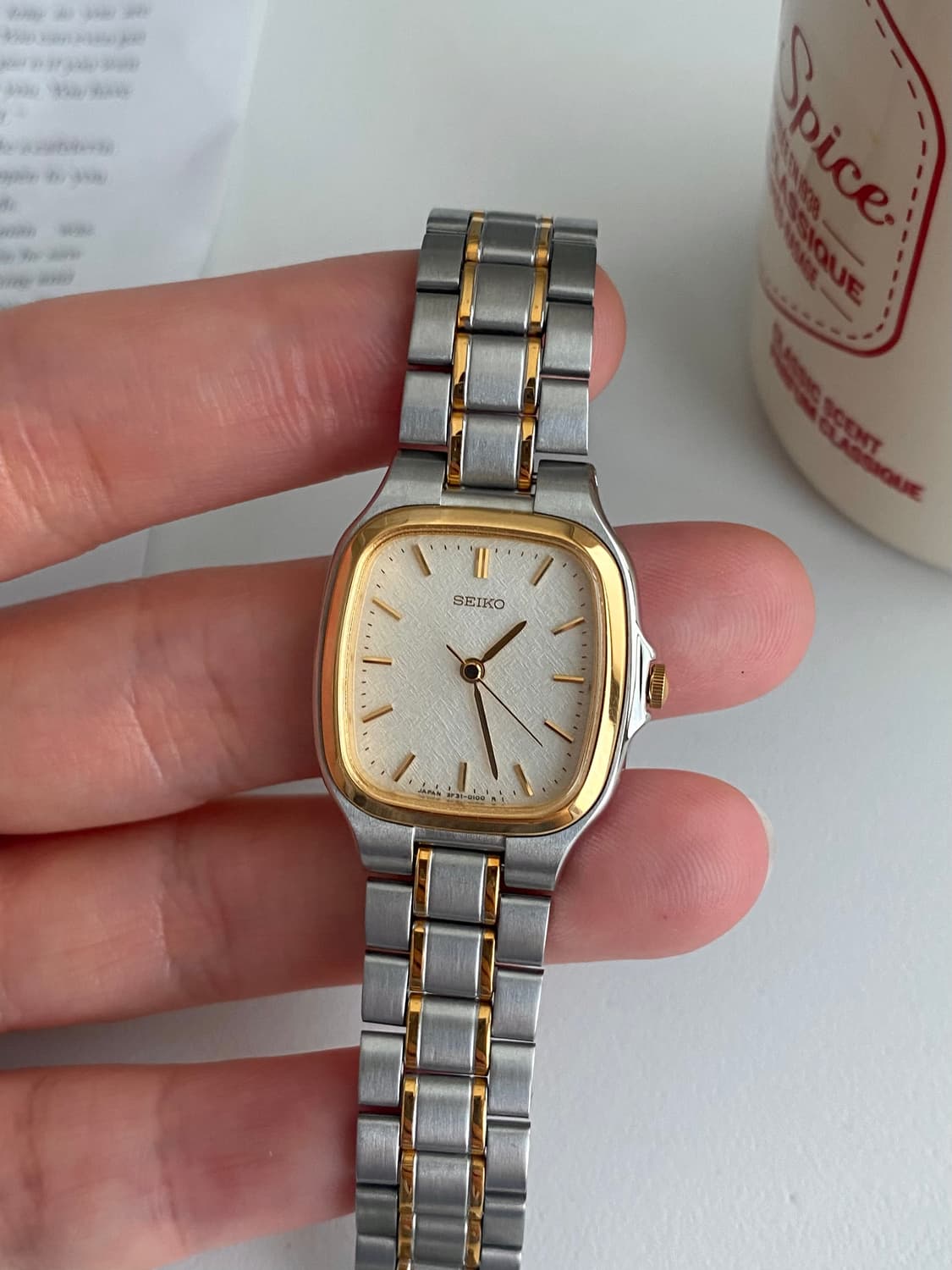 Seiko 세이코 콤비 린넨 다이얼 스퀘어 쿼츠 상품이미지8