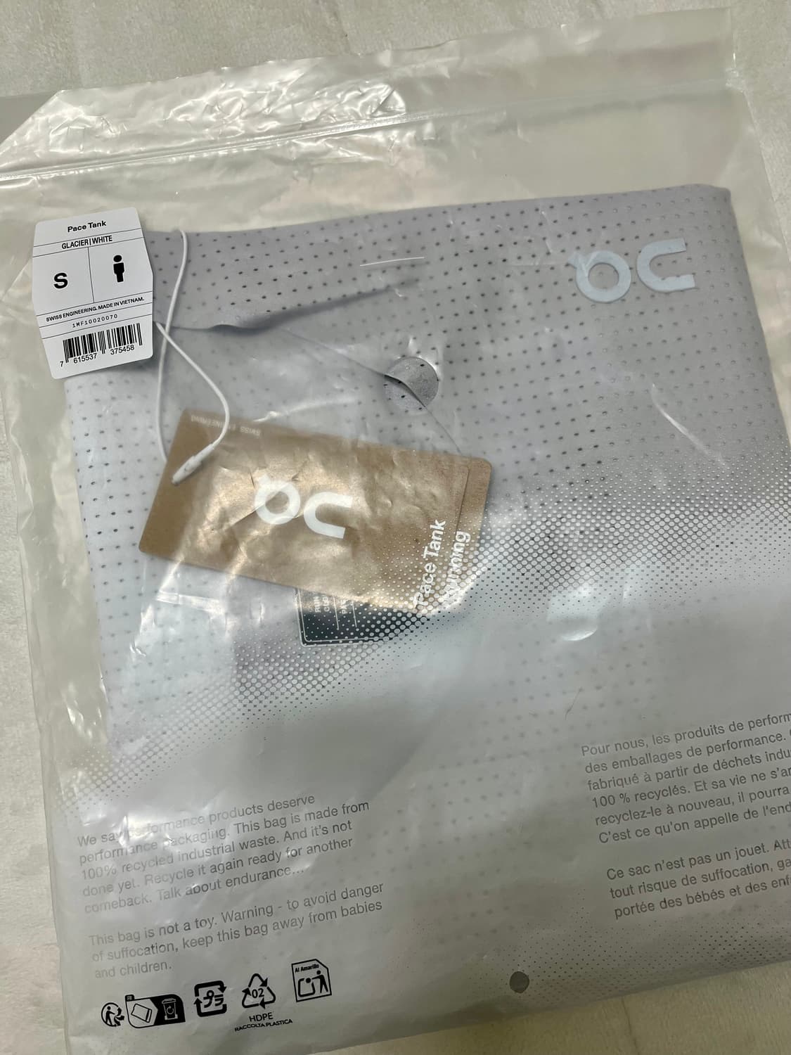 온러닝 페이스 탱크탑 S사이즈 그레이셔화이트 새상품 상품이미지3