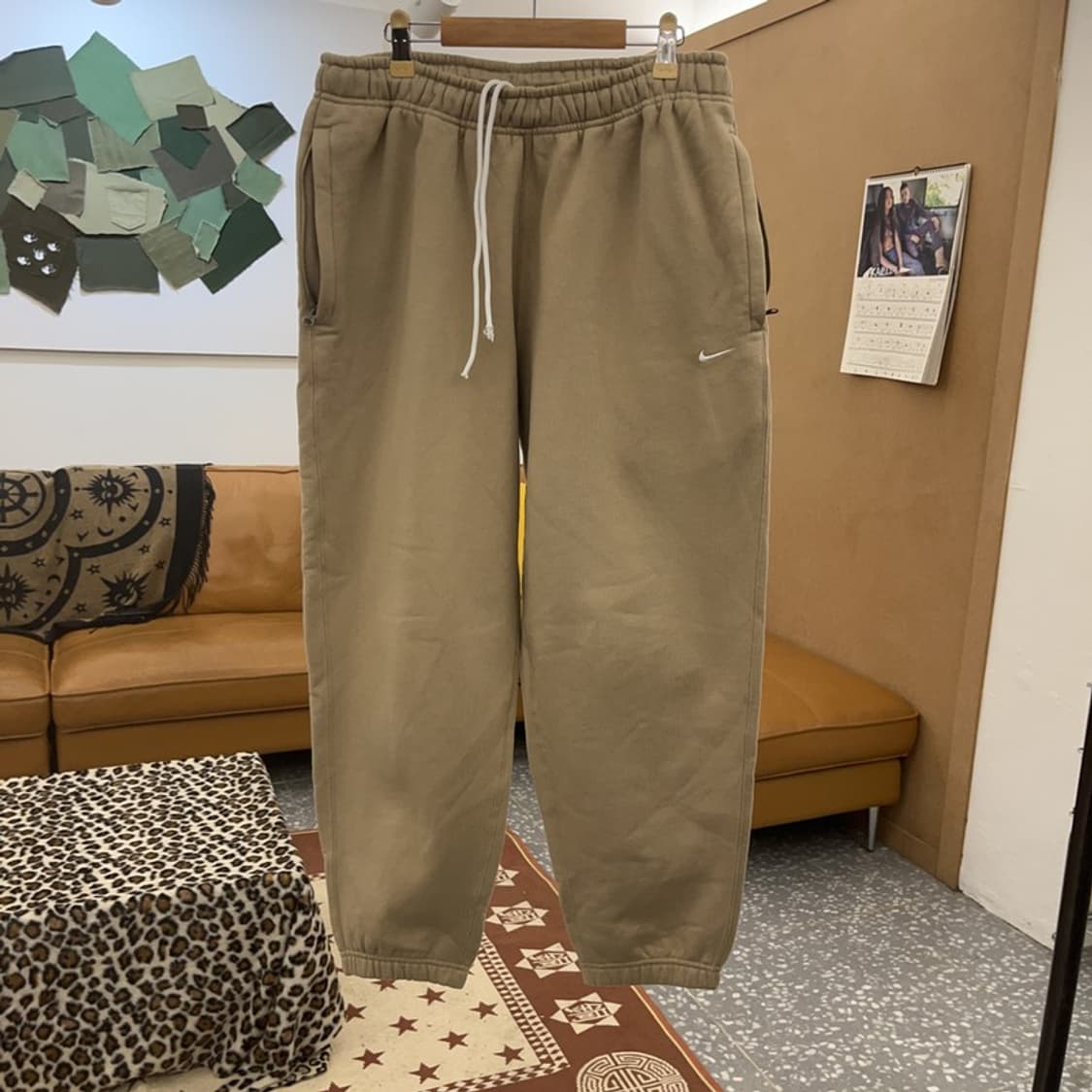나이키 빈티지 레트로 캐주얼 폭닥 베이지 스웻팬츠 M C09320 상품이미지3