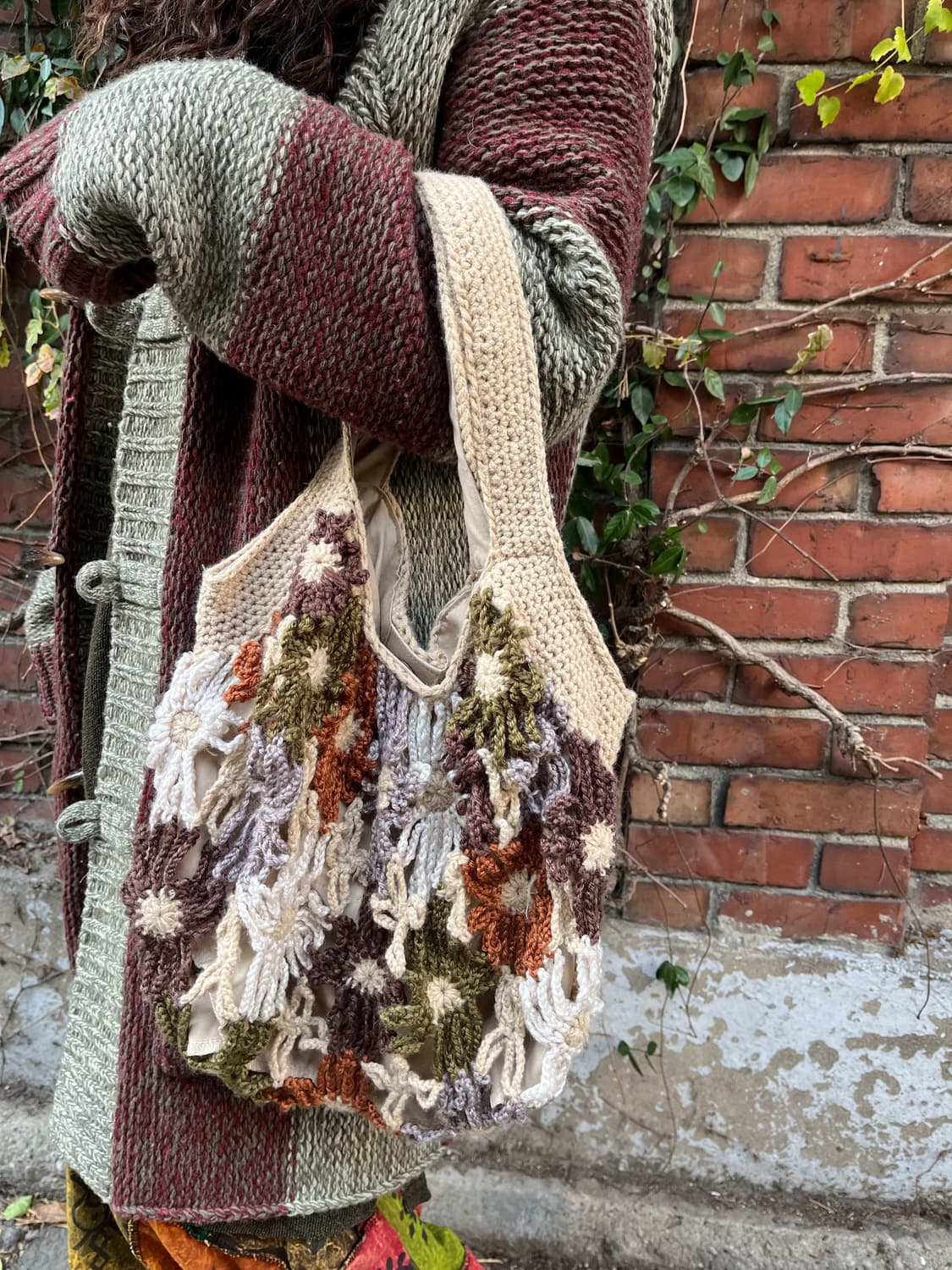 꽃 뜨개질 토드백 상품이미지5