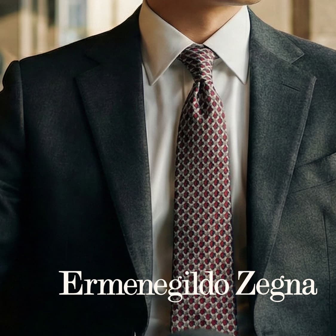 제냐 실크 레드 마이크로 지오메트릭 넥타이 8.6cm A+등급 K1660 상품이미지1