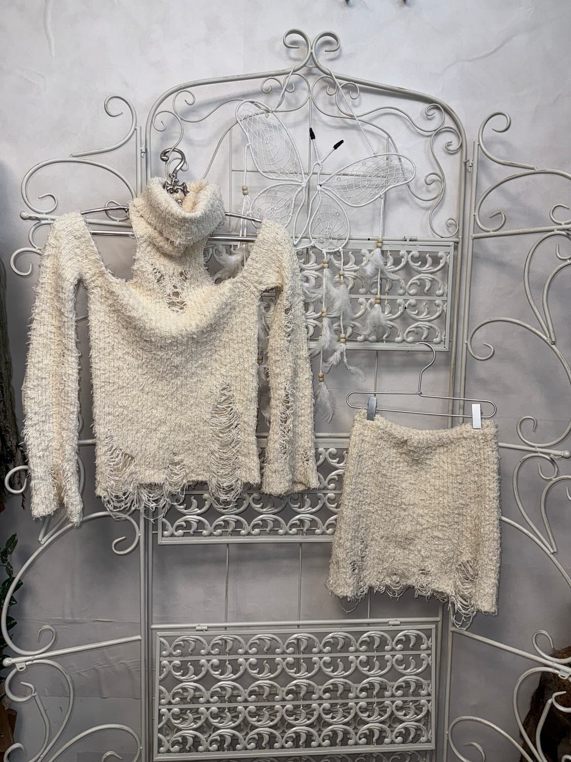 Threetimes damaged turtleneck skirt set 상품이미지4