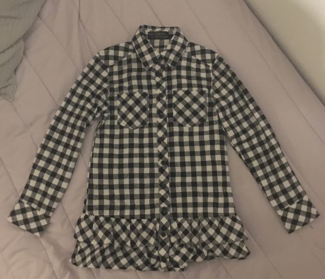 빈티지 프릴 체크 셔츠 상품이미지1
