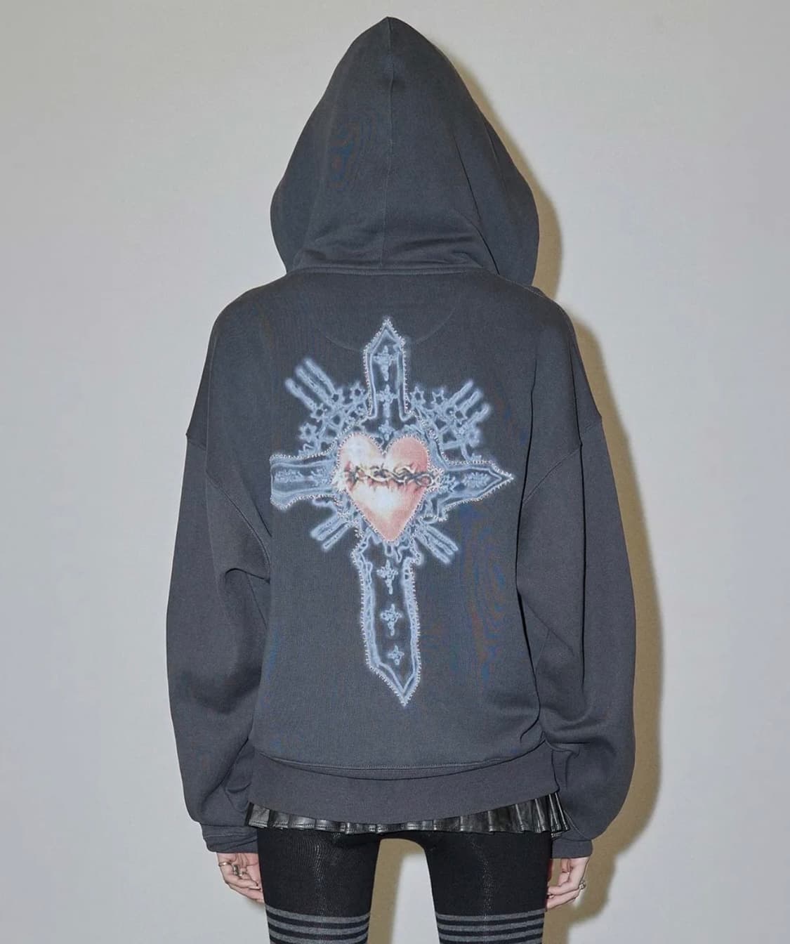 Beaded Saint Hoodie Zip-Up Charcoal 상품이미지1