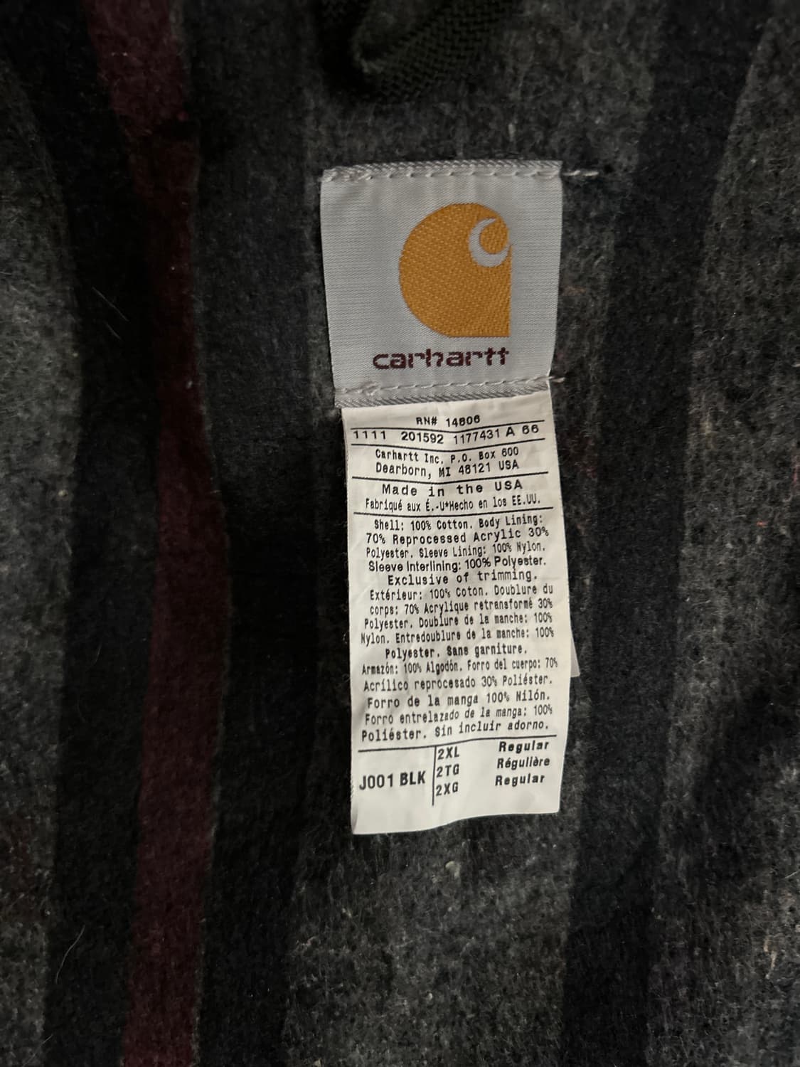 칼하트 디트로이트 J001 BLK XXL/R USA🇺🇸 상품이미지6