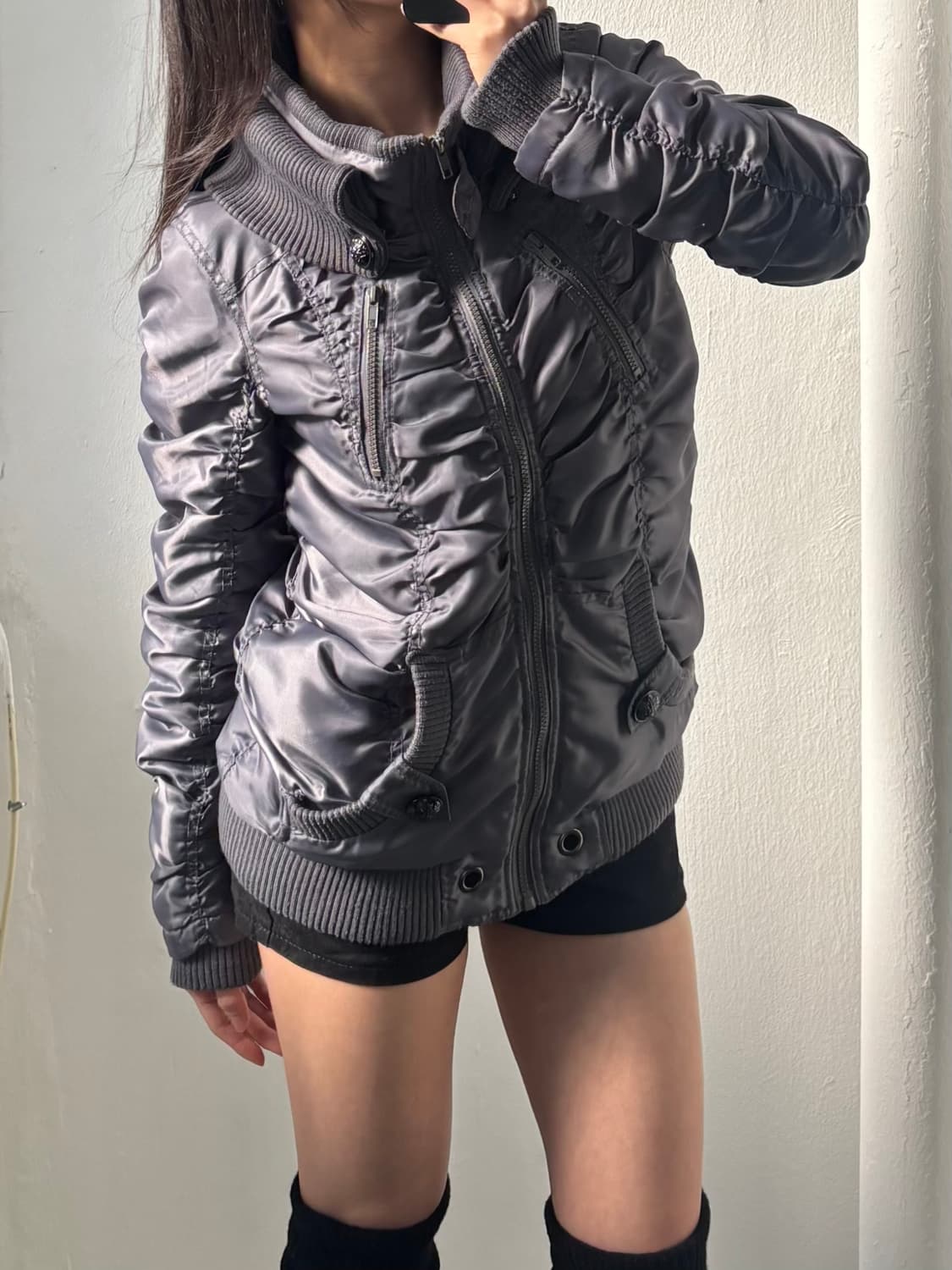 Shirring Detail High-neck Padded Jacket 상품이미지2