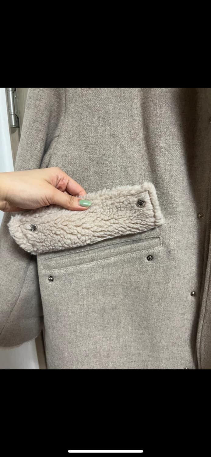 LEARVE 르아브 오버핏 무스탕 하프 코트 M 오트밀 상품이미지3