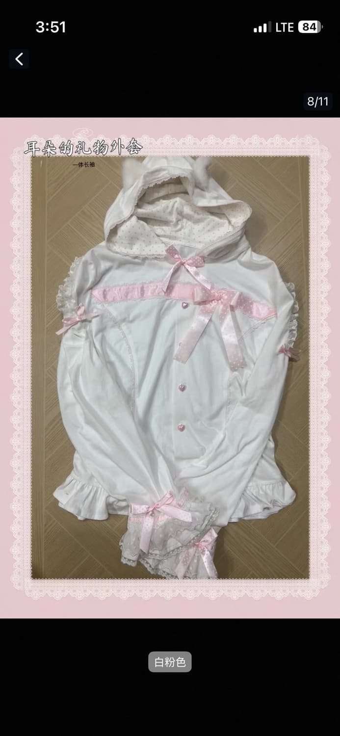 로리타 고양이귀 후드 화이트 S 상품이미지1