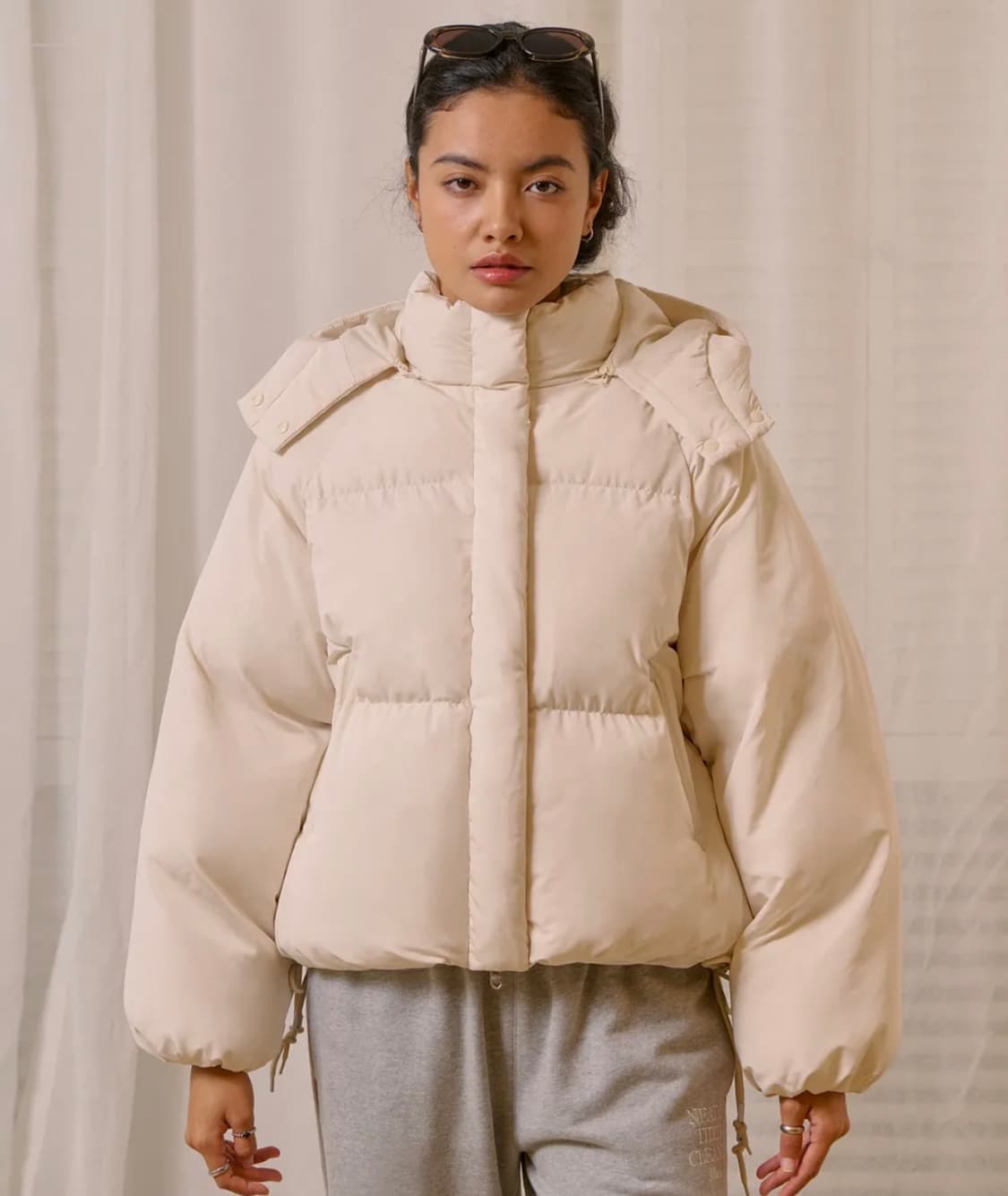 C.G 후드 푸퍼 자켓-크림 상품이미지1