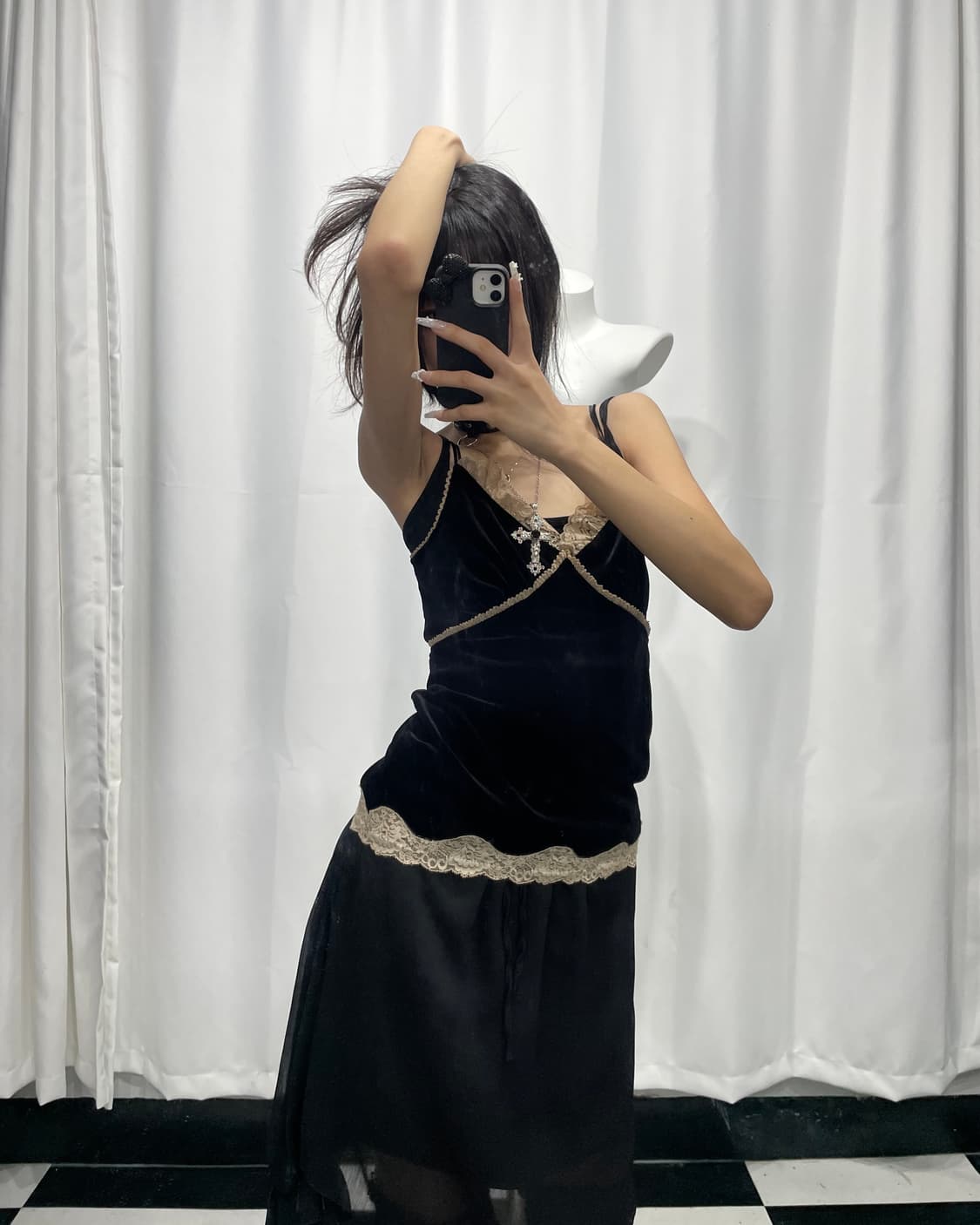 🎸블랙 벨벳 슬리브리스🎸 상품이미지3