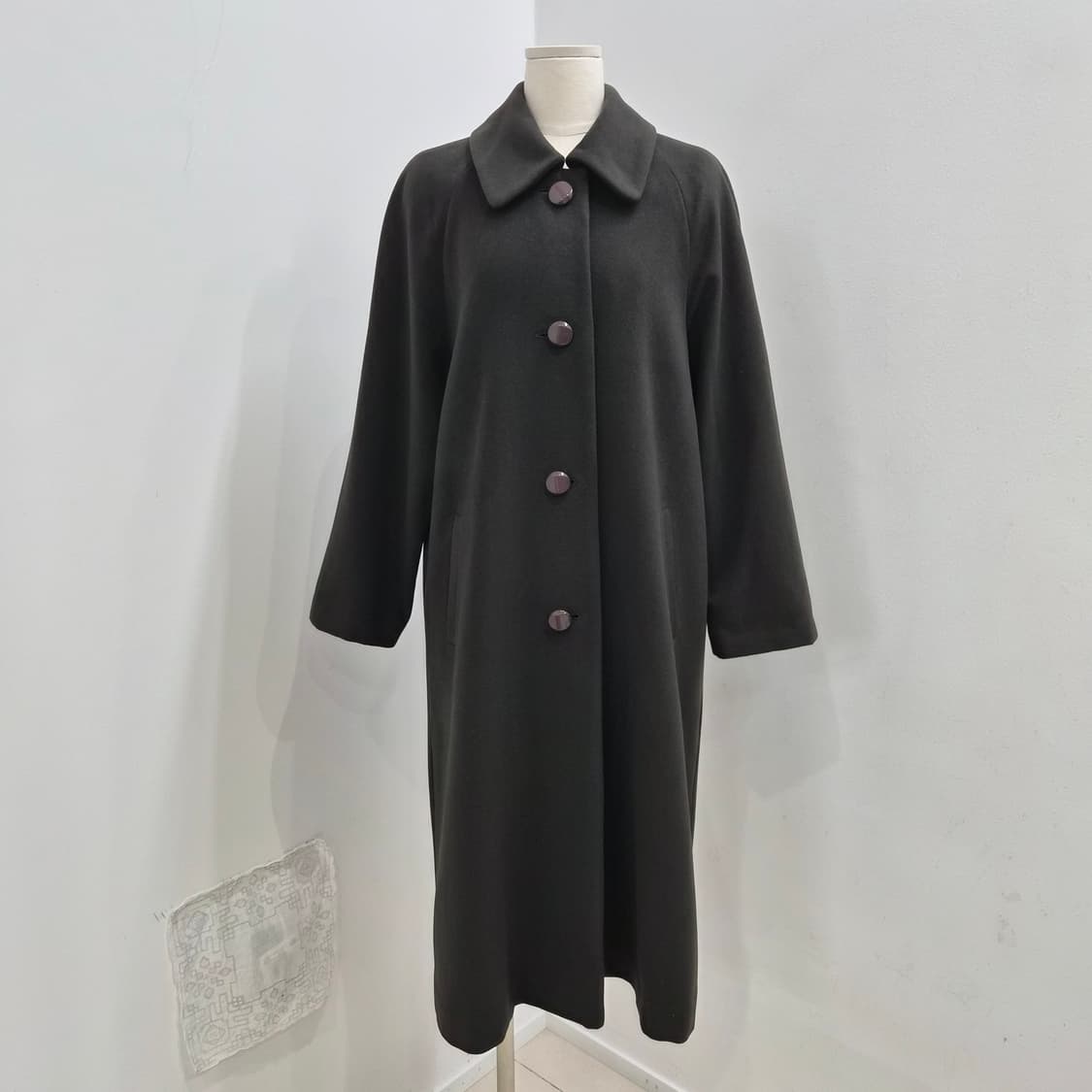 캐시미어 100% 딥카키 여성 롱코트 상품이미지1