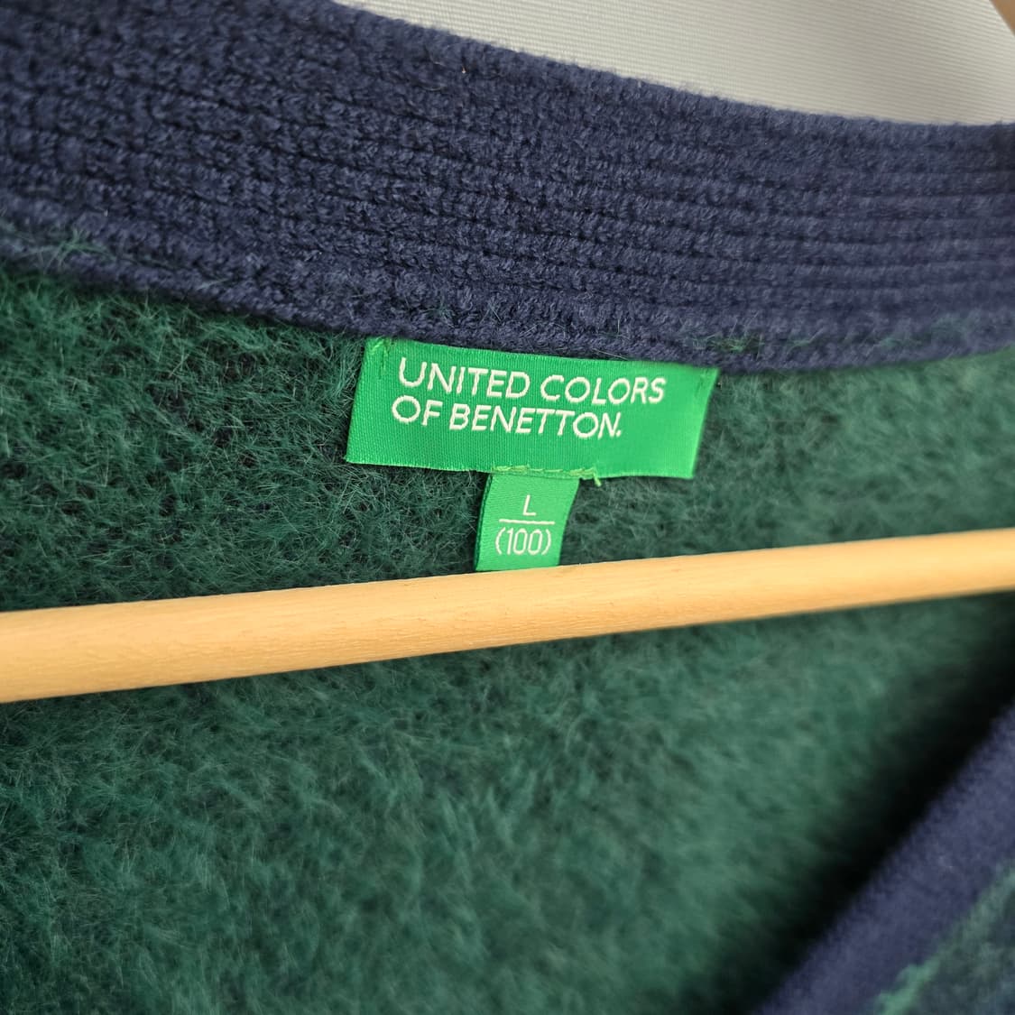 베네통 25FW 그린 체크 가디건 상품이미지4