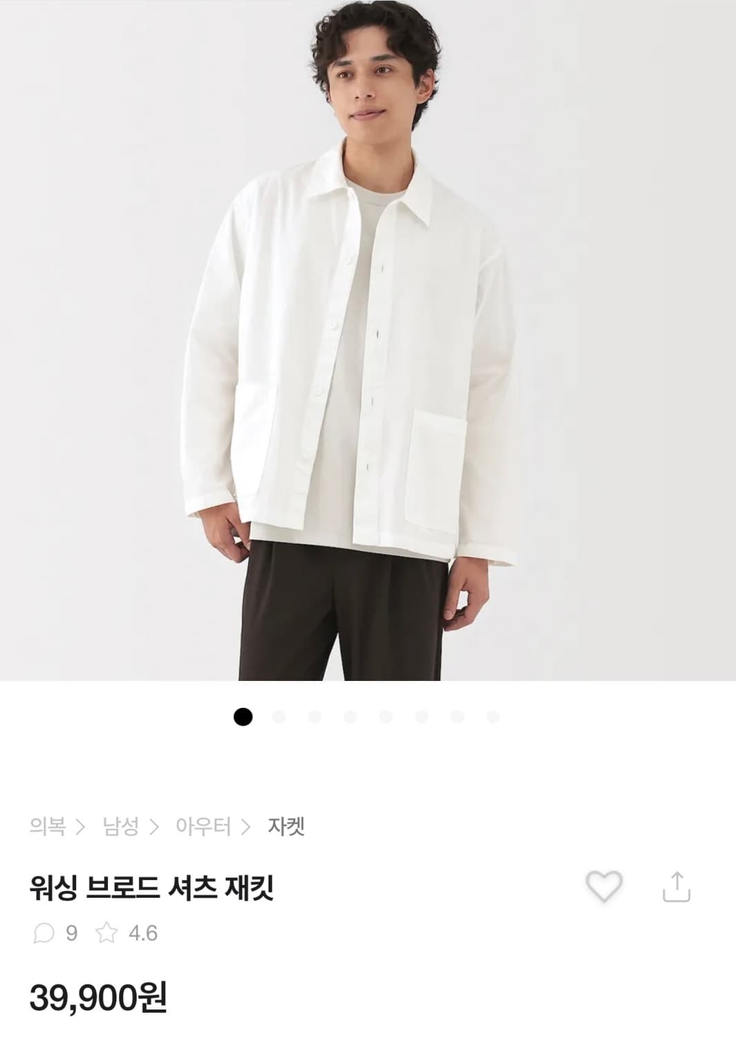 MUJI 워싱 브로드 셔츠 재킷 화이트 상품이미지1