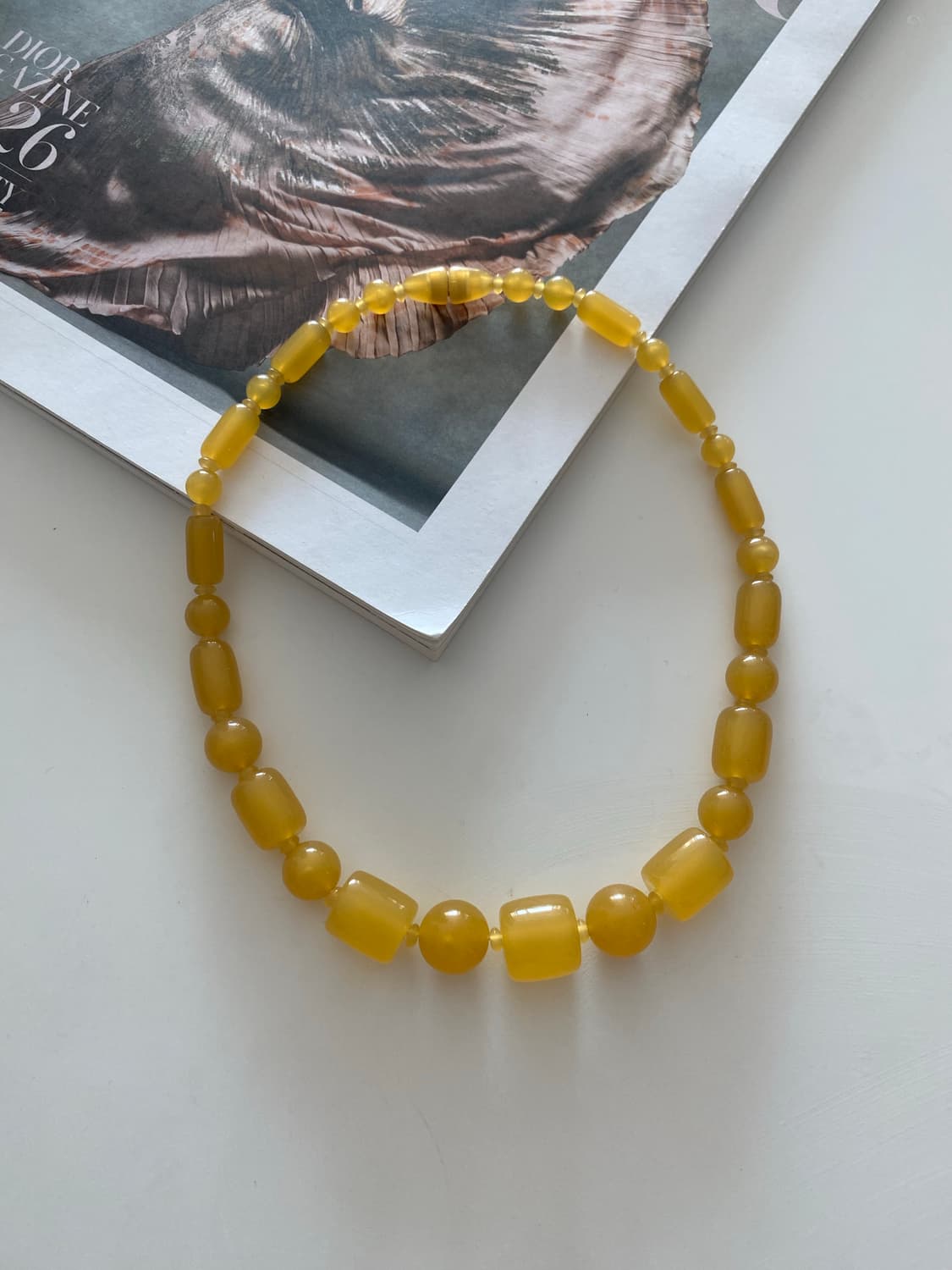 옐로우 허니 비즈 목걸이 상품이미지4