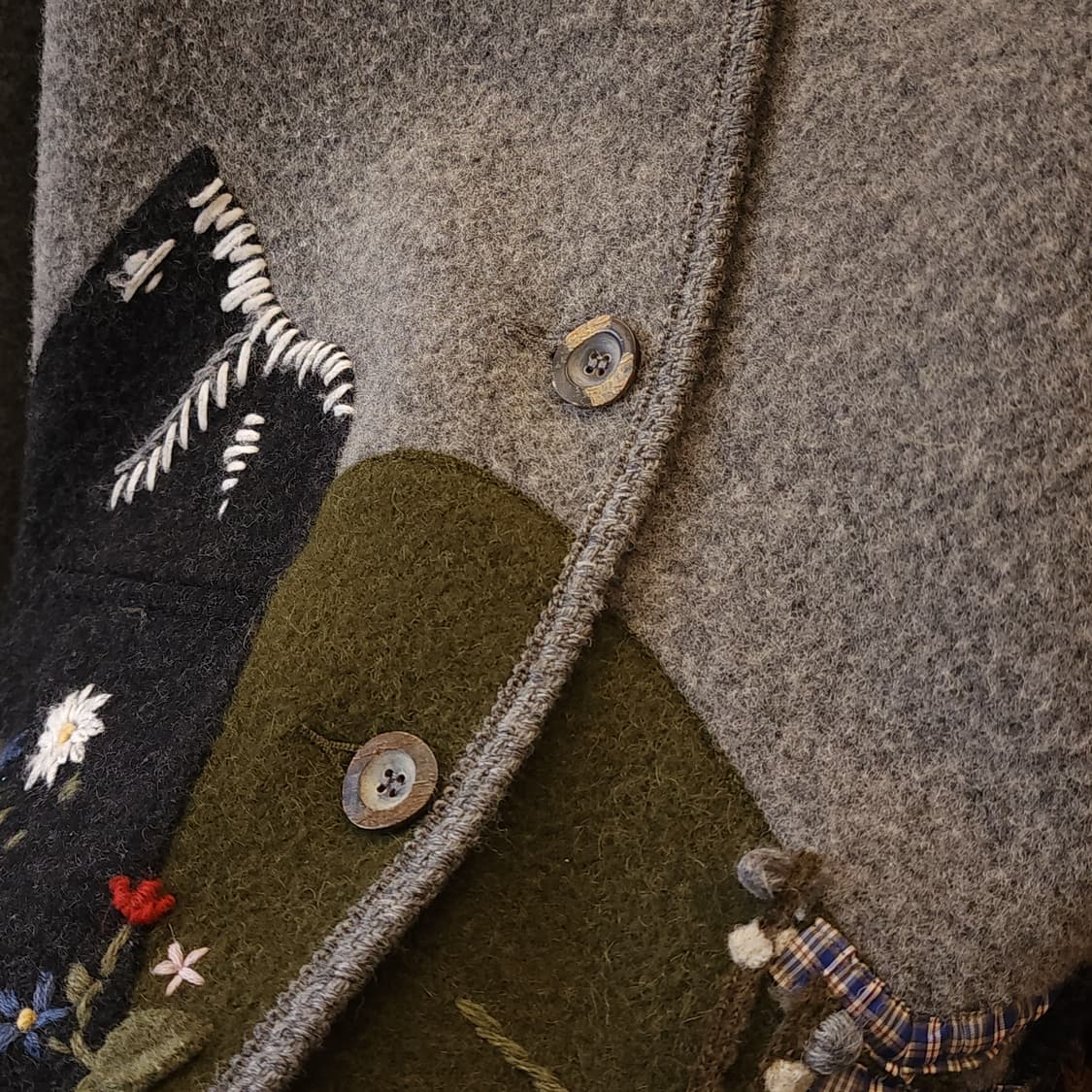 90s 기스바인 프렌치 울 니트 코트 오스트리아 티롤 코트 헤비울 컨트리 상품이미지7