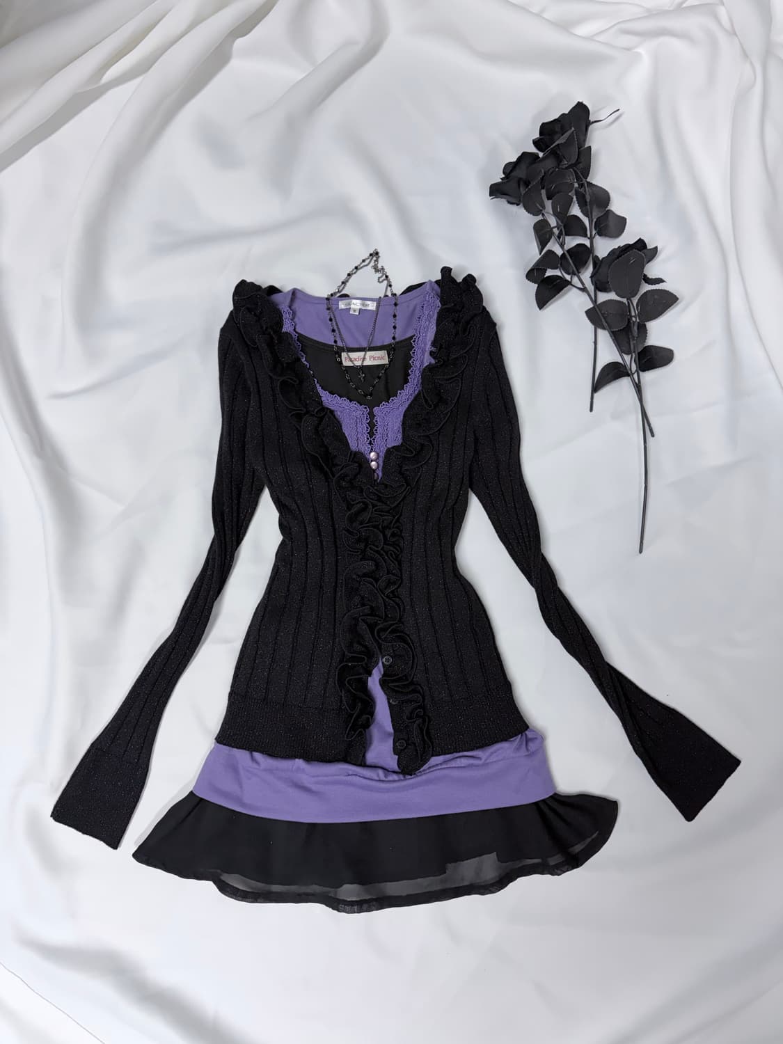 연보라 라벤더 퍼플 로맨틱고스 공겜여주 3피스 세트 🖤💜  상품이미지4