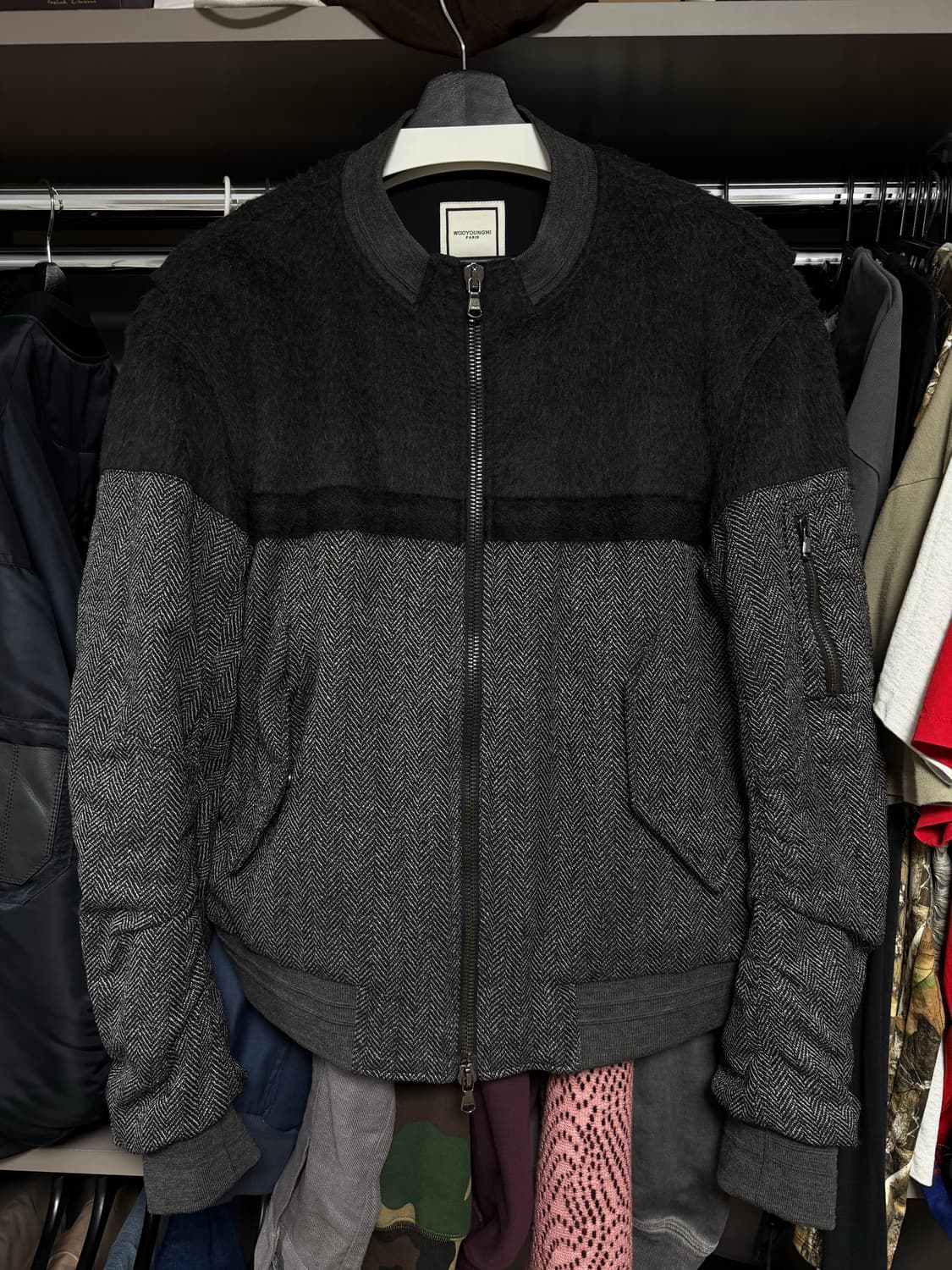 [50] 우영미 헤링본 배색 봄버 자켓 상품이미지3