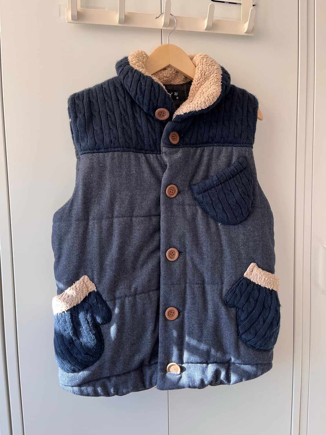 Up start 모리걸 장갑 주머니 니트 조끼 패딩 상품이미지4