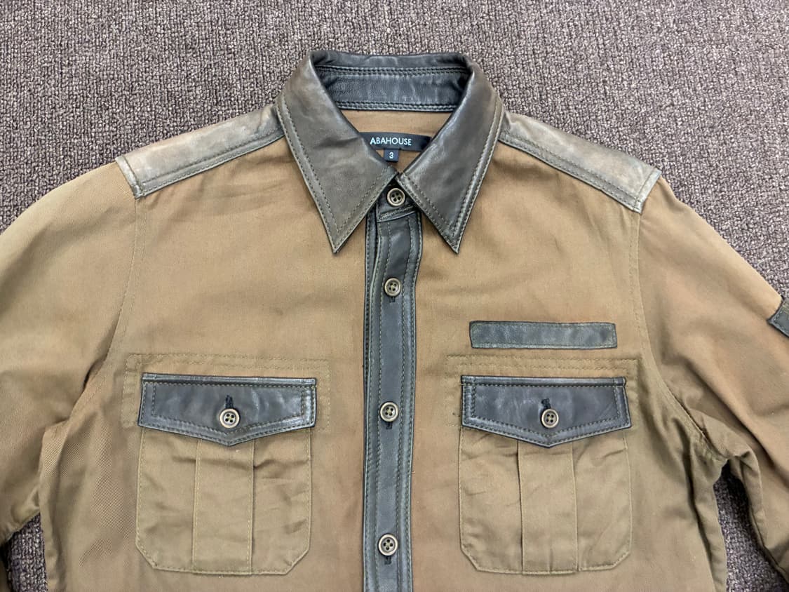 3)Japanese vintage 여성 가죽 디테일 셔츠 상품이미지5