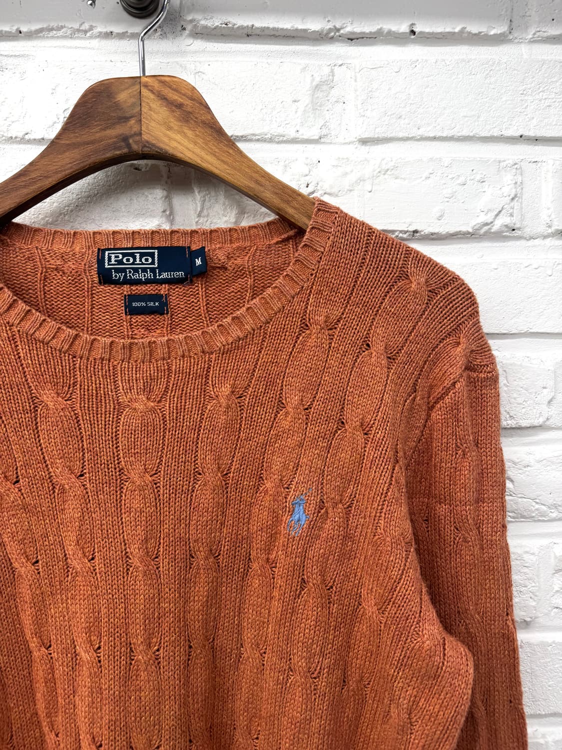 폴로 핑크 코랄 실크 케이블 니트 상품이미지4