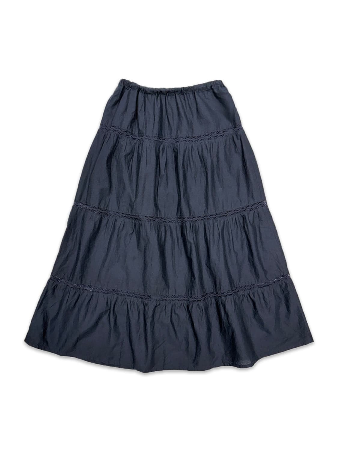 빈티지 네이비 레이스 플레어 롱 스커트 상품이미지1