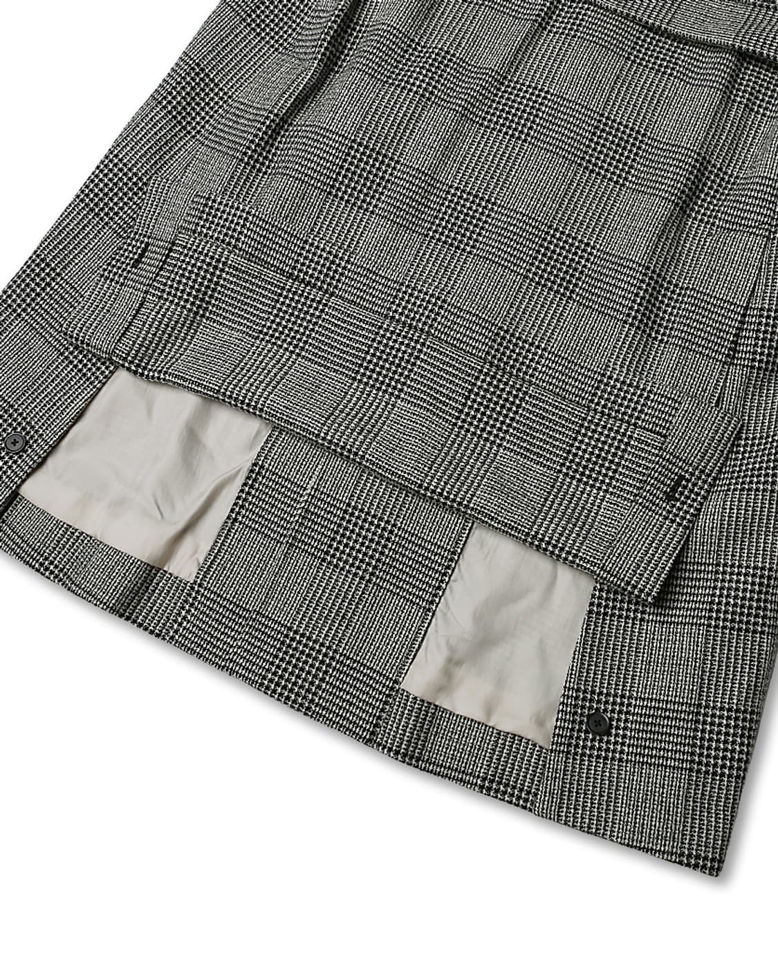 에토네 [Etonne] 로밧 트위드 체크 벨티드 나그랑 코트 상품이미지6