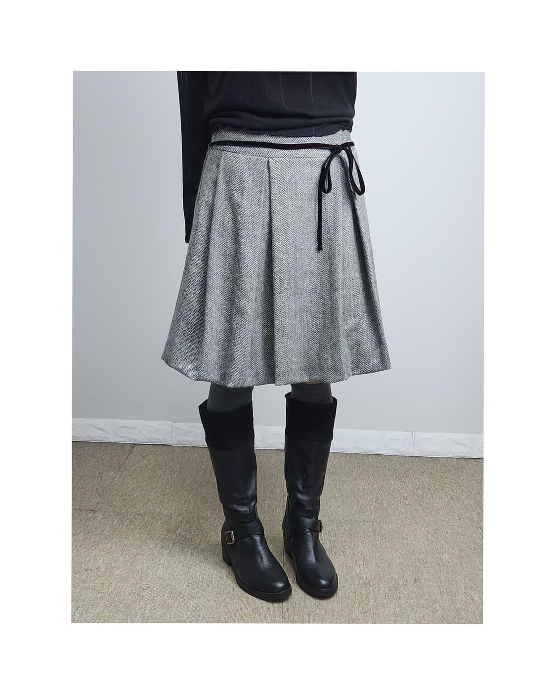 헤링본 볼륨 스커트 상품이미지1