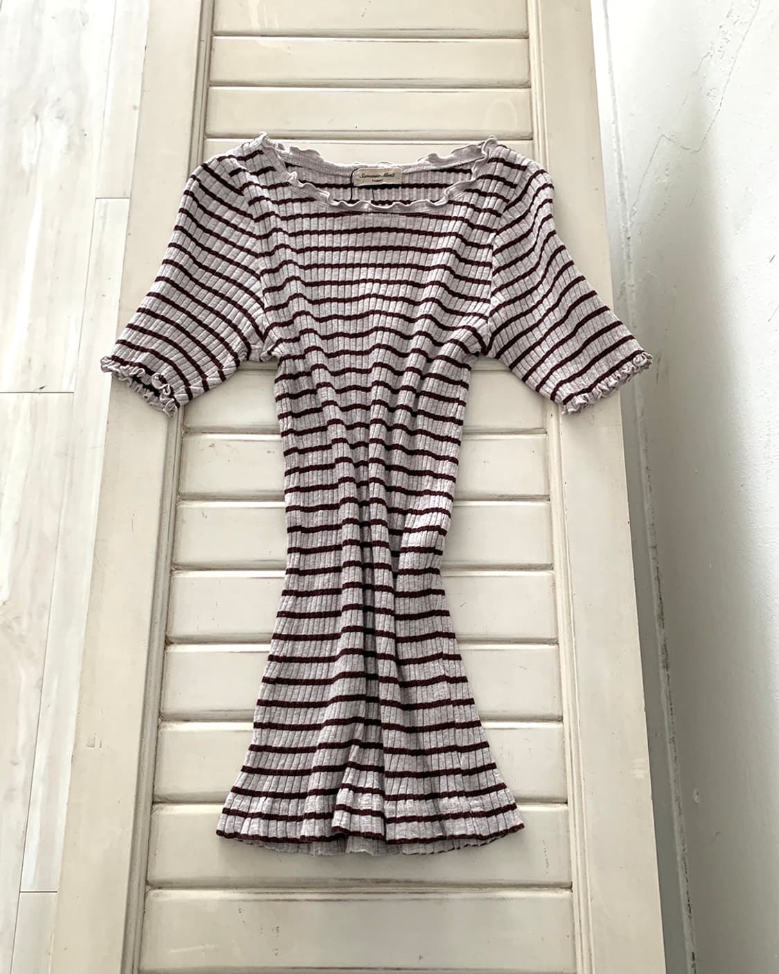 Samansa Mos2 ribbed striped brown top 상품이미지1
