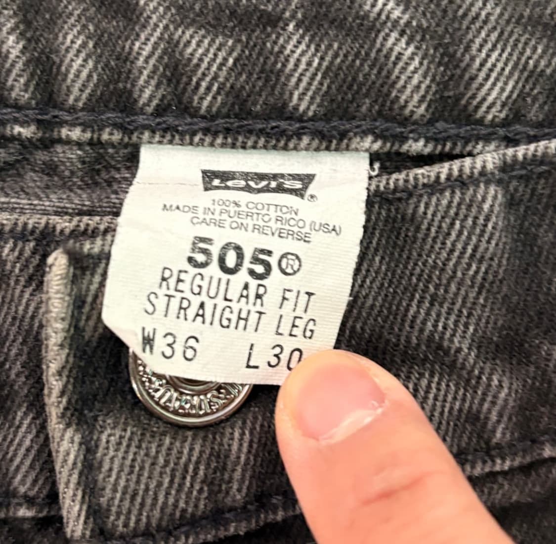 [36/30] 90s USA 리바이스 505 오랜지탭 블랙 흑청   상품이미지5